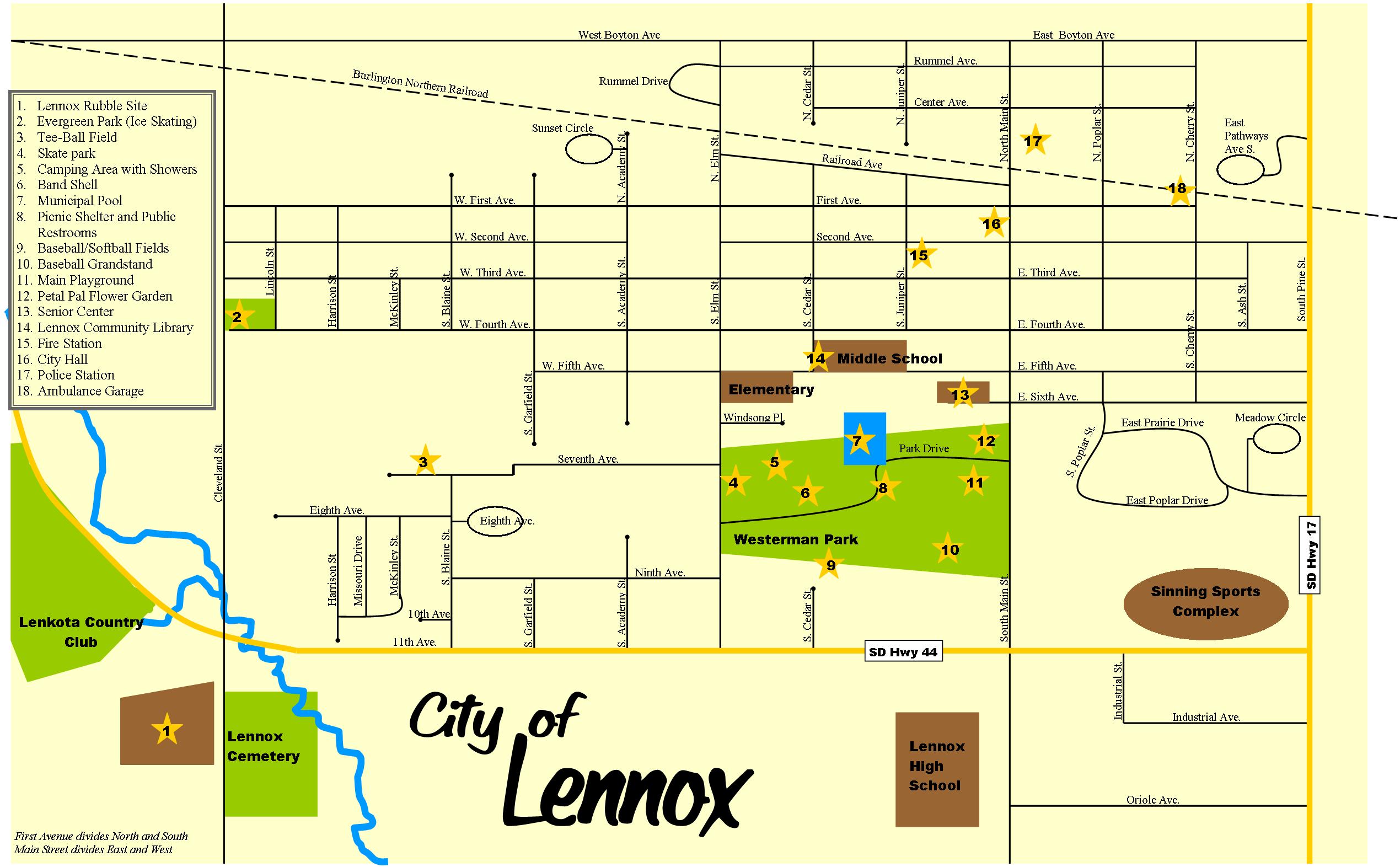 Lennox Town Map Lennox South Dakota • mappery