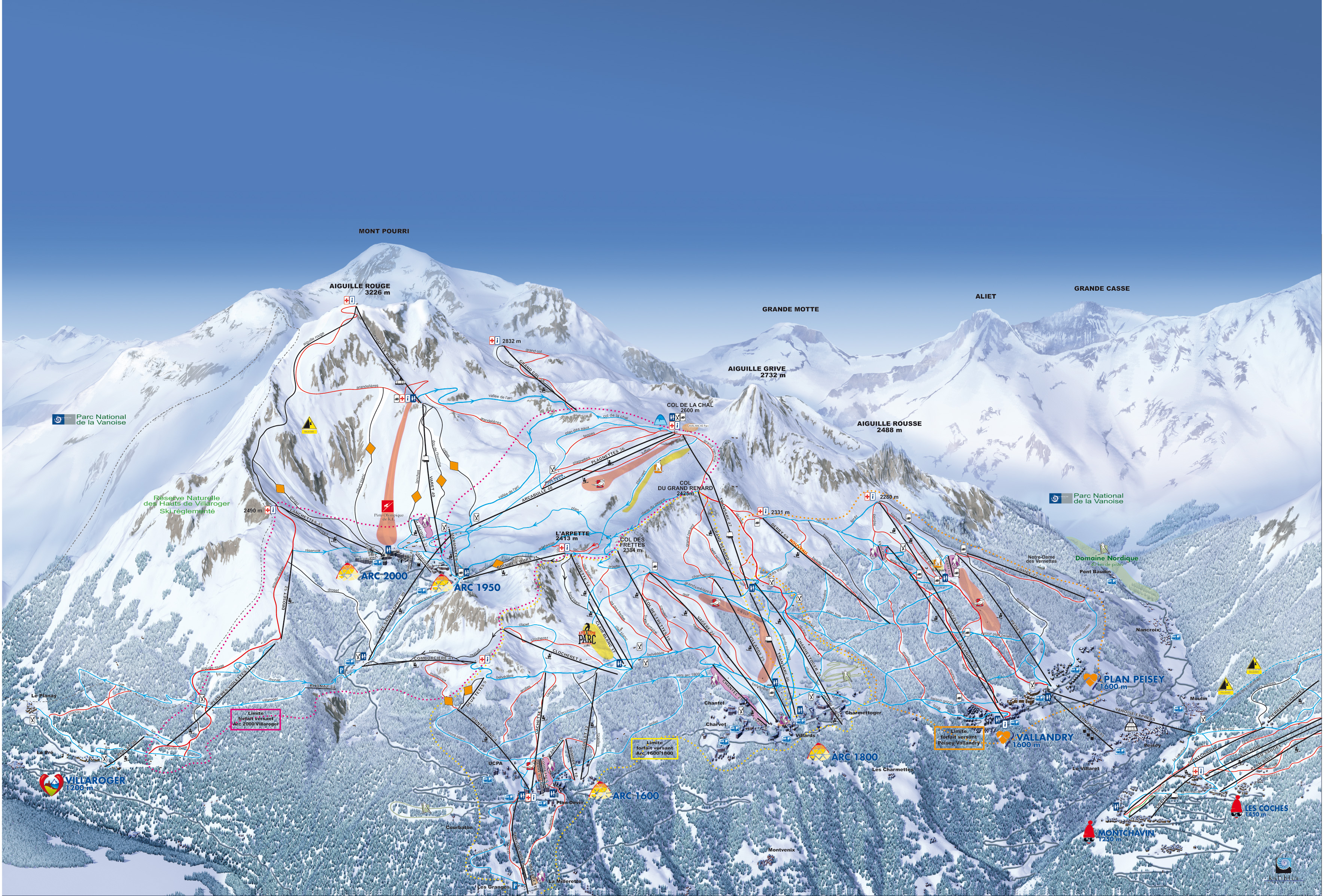 Les Arcs Ski Trail Map BourgStMaurice France • mappery