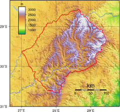 Lesotho topo Map