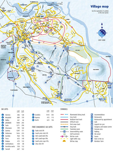 Levi Ski Trail and Village Map