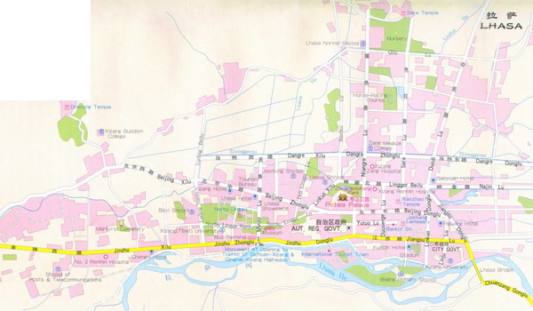 Lhasa City, Tibet Map