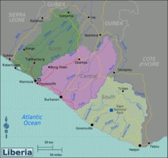 Liberia Regions Map