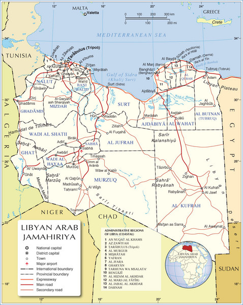 Libya Administrative Regions Map