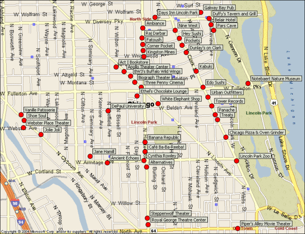 Lincoln Park Chicago Tourist Map