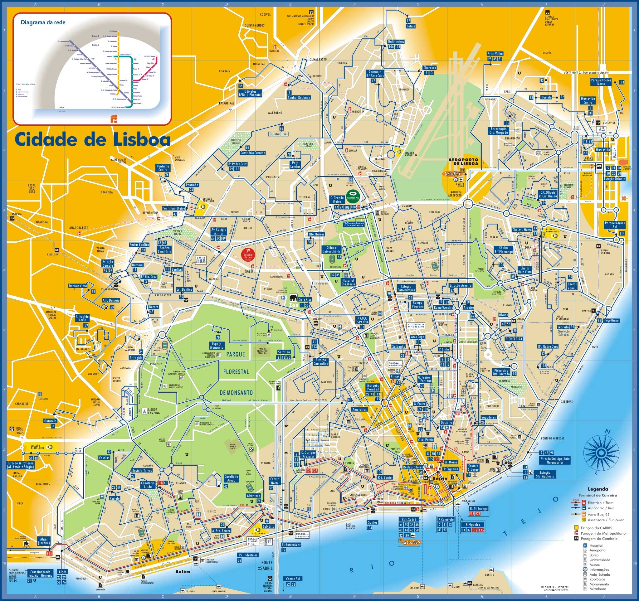 Lisboa Bus and Subway Map - Lisboa Portugual • mappery