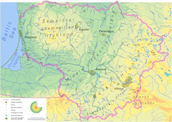 Lithuania physical Map