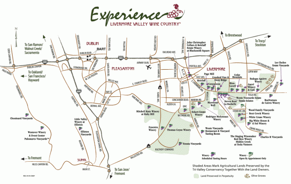 Livermore Valley Wineries, California Map