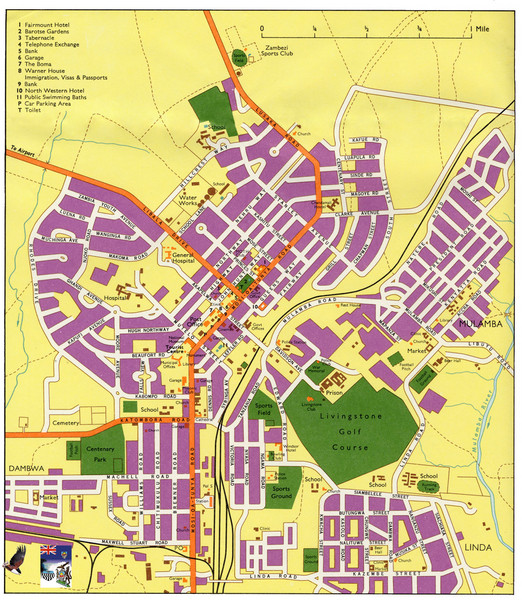 Livingstone Zambia Tourist Map