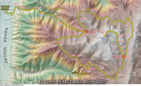 Logan Peak Trail Run Map 2009