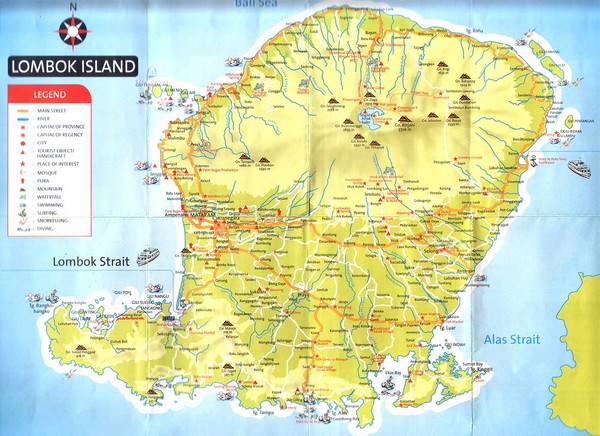 Lombok Island Tourist Map
