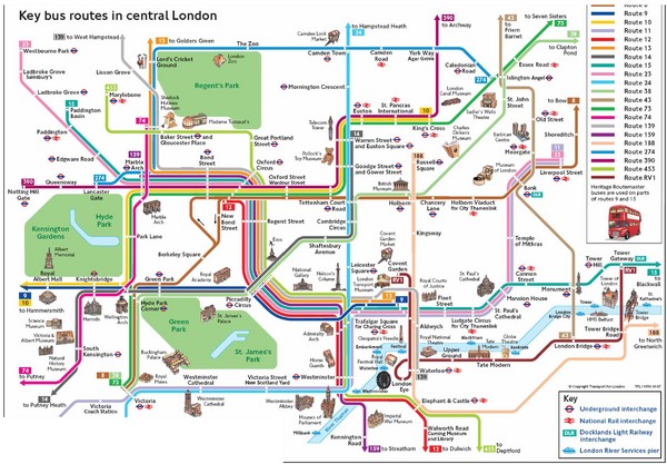 London Central Bus Routes Map