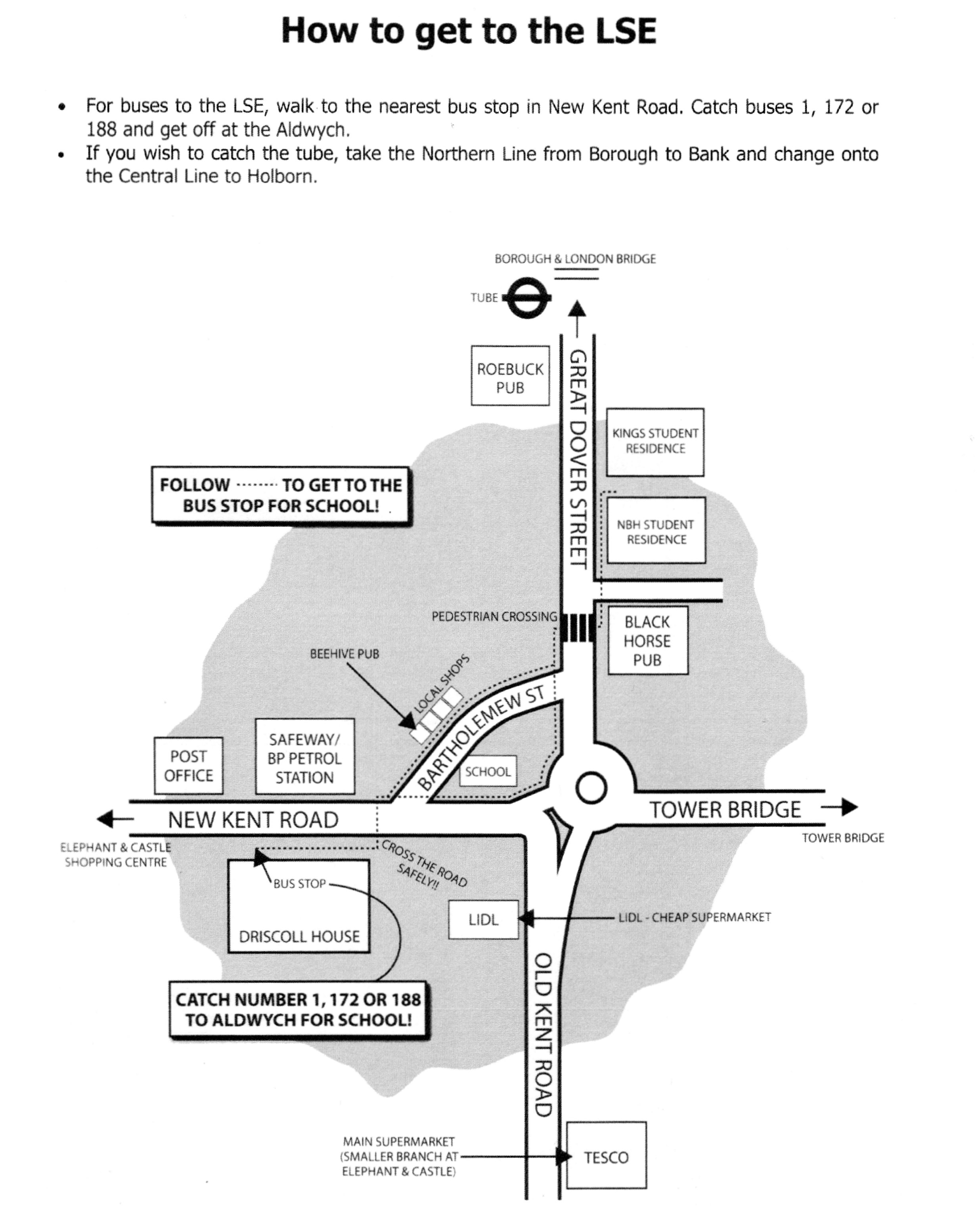 London School of Economics Bus Stop Map Houghton Street London • mappery