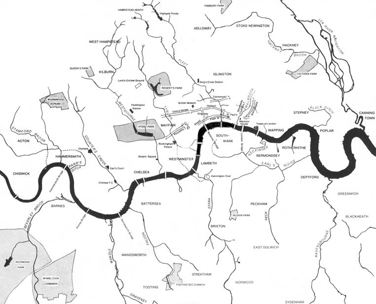 London Subterranean Rivers Map London England • mappery