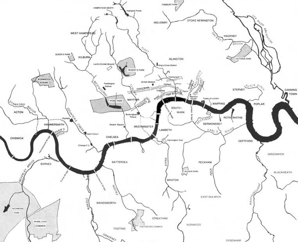 London Subterranean Rivers Map