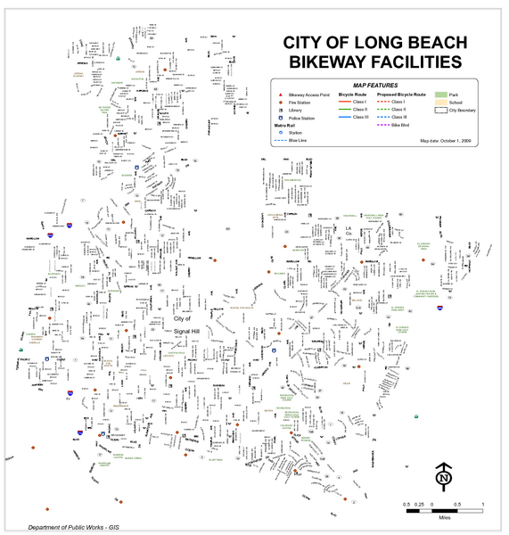 Long Beach Bike Routes Map