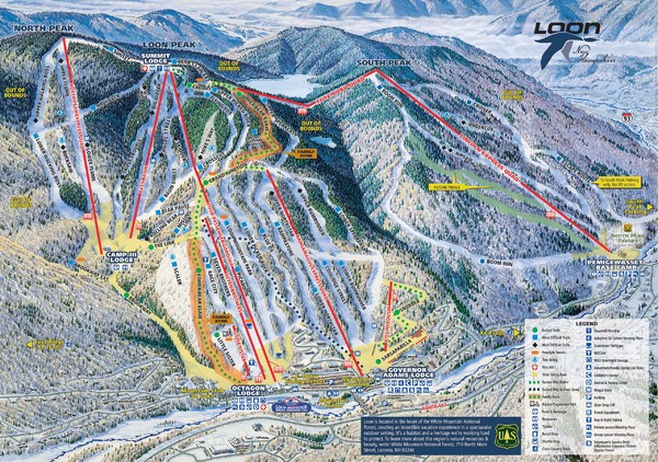 Waterville Valley Ski Resort Trail Map Loon Mountain Ski Trail Map - Lincoln New Hampshire United States • Mappery