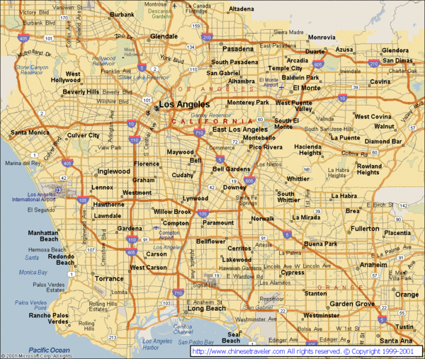 Los Angeles California City Map Los Angeles California Mappery