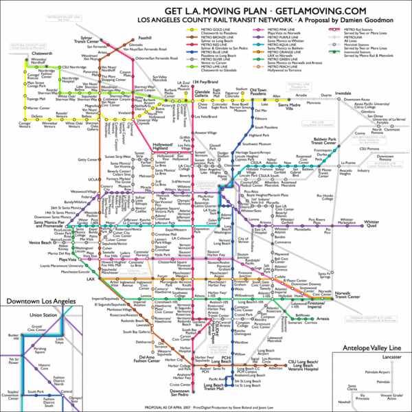 Los Angeles, California Public Transportation Map