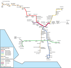 Los Angeles, California Rail System Map