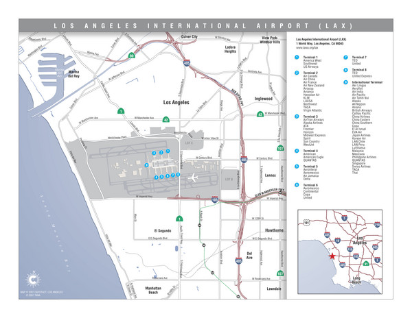 airports in los angeles map Los Angeles International Airport Area Map Lax Mappery airports in los angeles map