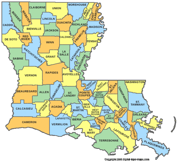 Louisiana Counties Map Louisiana Mappery