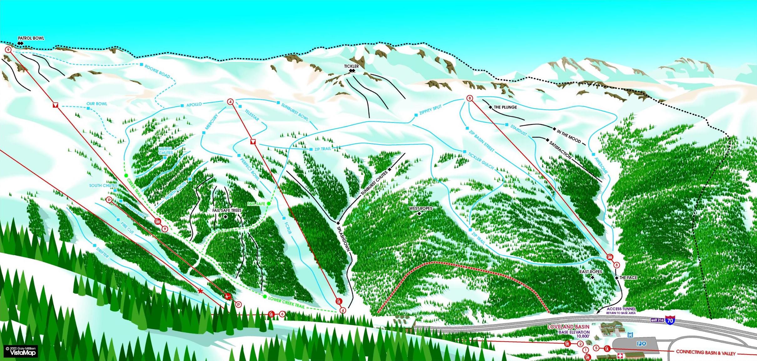 Loveland North View Ski Trail Map - Colorado United States • mappery