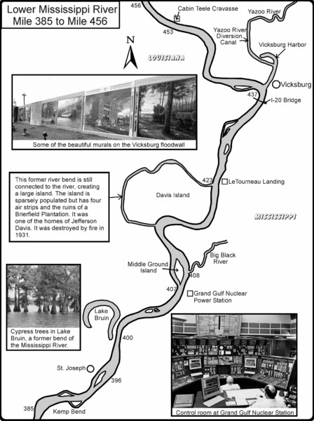 Lower Mississippi River Mile 385 to Mile 456 Map