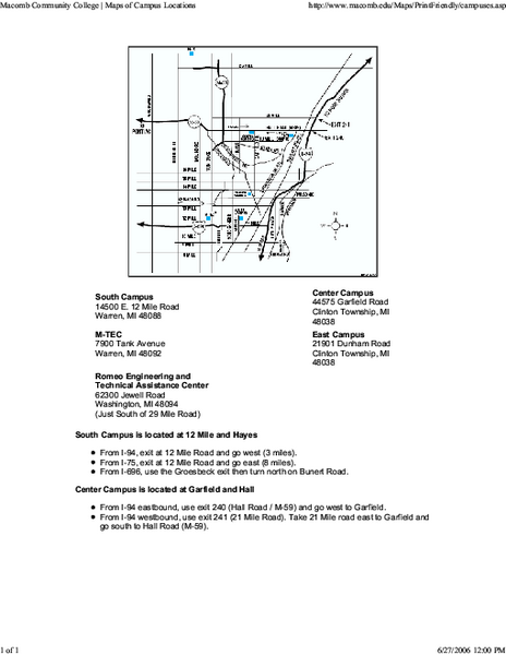 Macomb Community College Campus Map