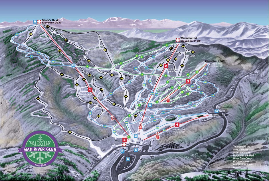 Mad River Glen Ski Area Trail Map Waitsfield VT 05673 • mappery