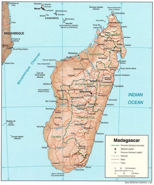 Madagascar Roads and Trains Map