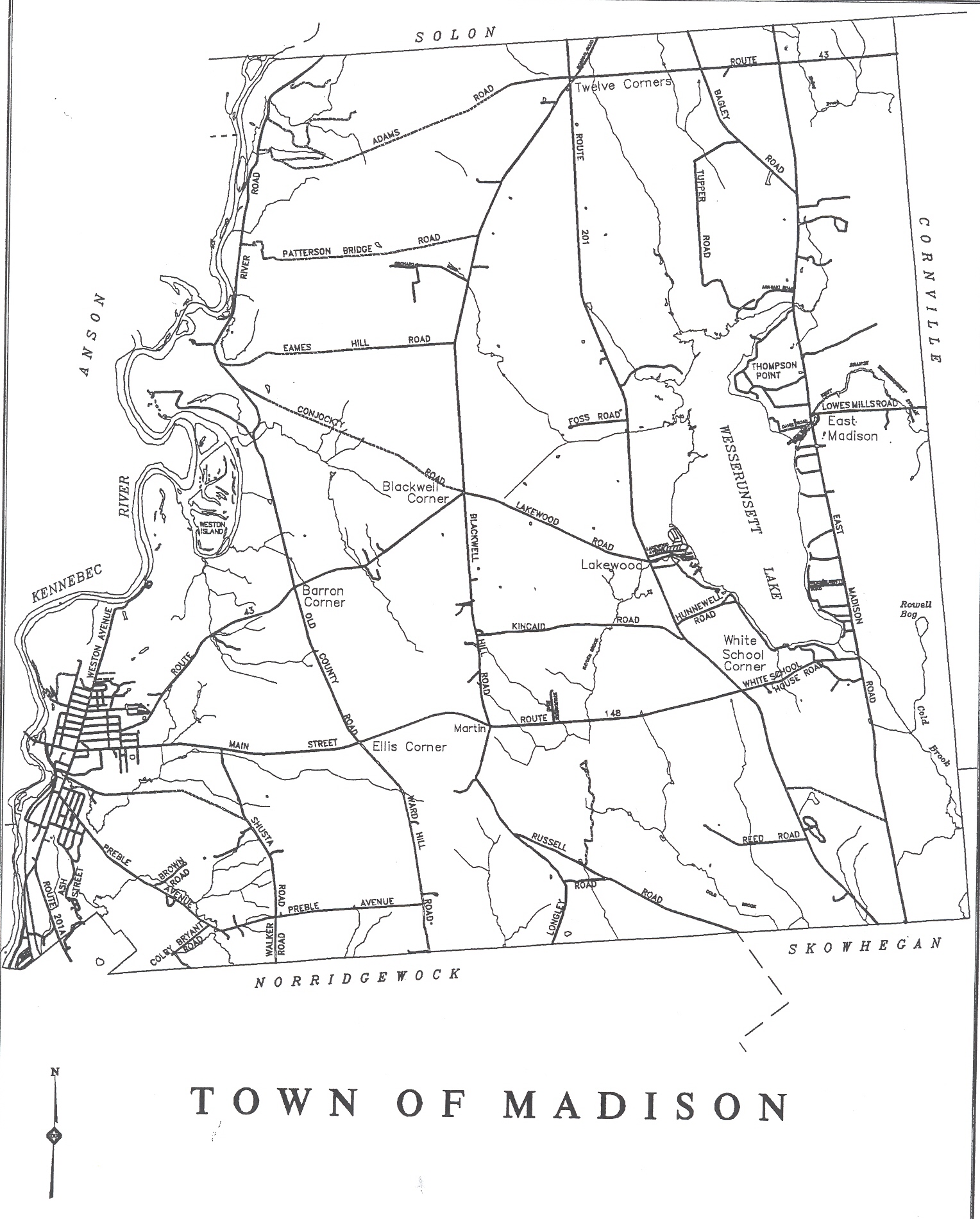 Madison Town Map Madison ME • mappery
