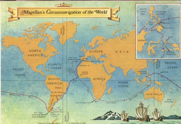 Magellan's Circumnavigation of the World 1519-1522 Map