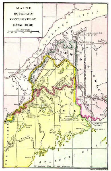 Maine Boundary Controversy 1782-1842 Map