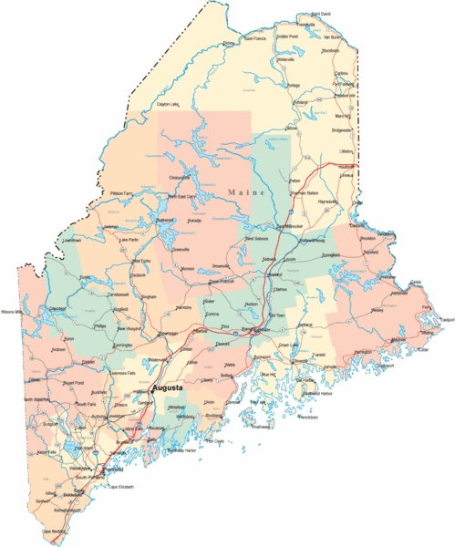 Maine Road Map - Maine • mappery