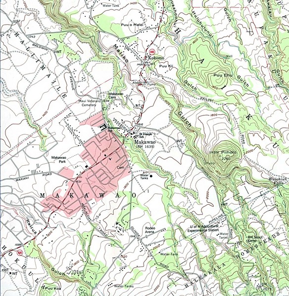 Makawao Hawaii Topographic Tourist Map Makawao HI • mappery