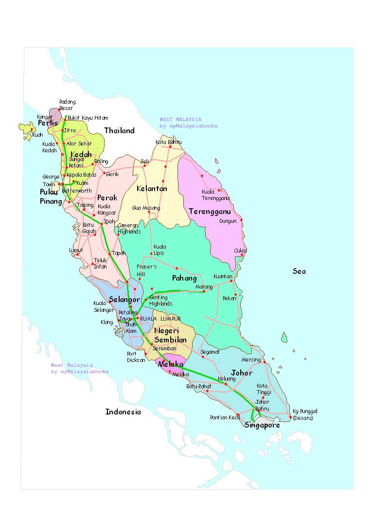 Malaysia Road Map - West Malaysia • mappery