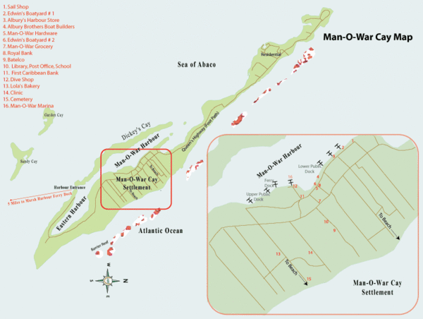 Man o War cay Map