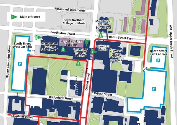 University Of Manchester Map Manchester Business School Map - Manchester England • Mappery
