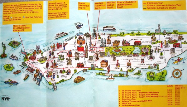 Manhattan Citysites Tour map