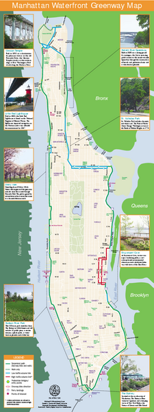 Manhattan Waterfront Greenway Bike Map