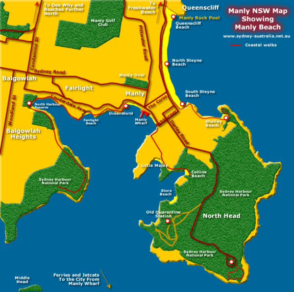 Directions To Manly Beach Manly Beach Map - Manly Beach • Mappery