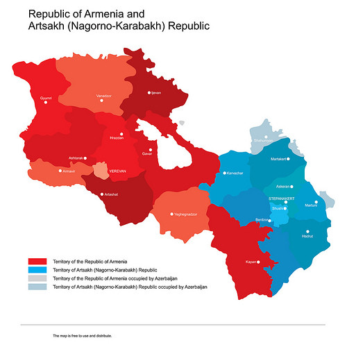 Map of Armenia and Nagorny Karabakh