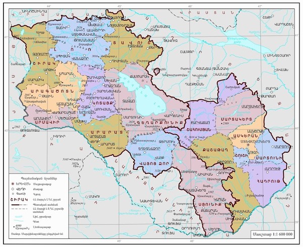 Map of Armenia and Nagorny Karabakh