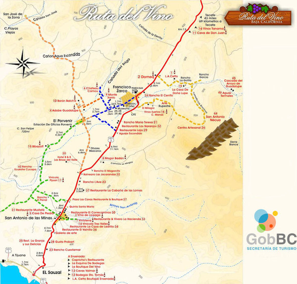 Map of the Baja Wine Country