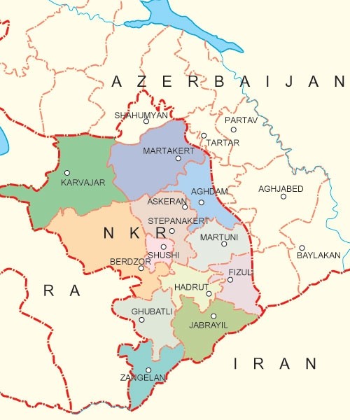 Map of Nagorno-Karabakh (Artsakh)