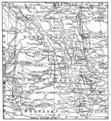 Map of North and South Dakota 1906