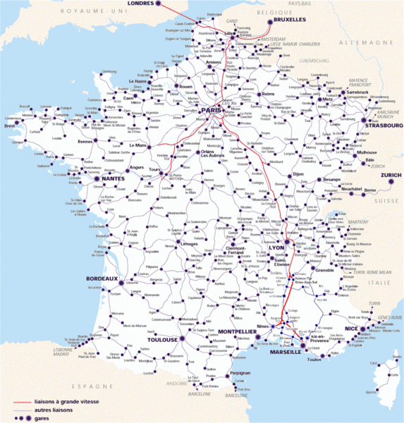 Map Of France s SNCF French Railway Company Network 47 OFF