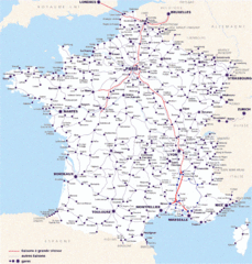 Map of SNCF National Railway Network in France