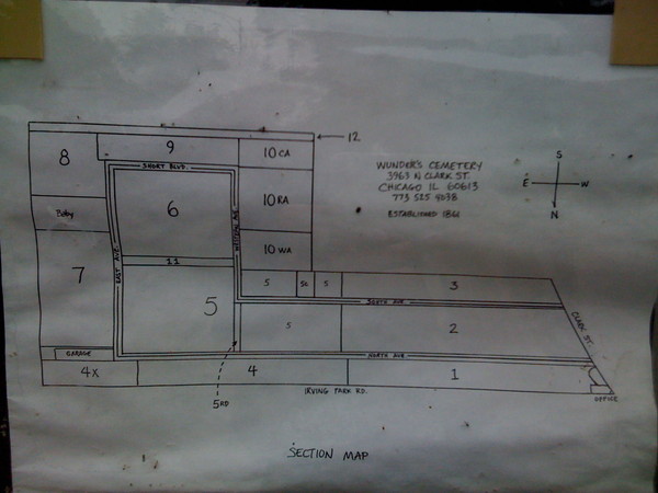 Map of Wunders Cemetery in Chicago, IL