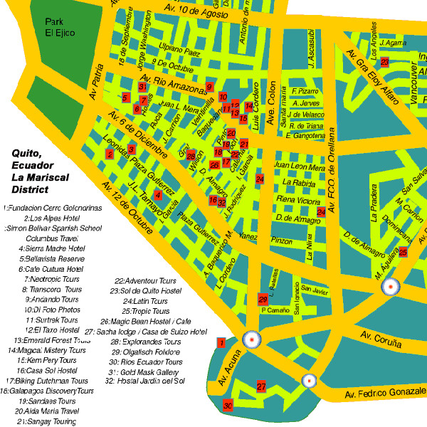 Mariscal District Quito Map